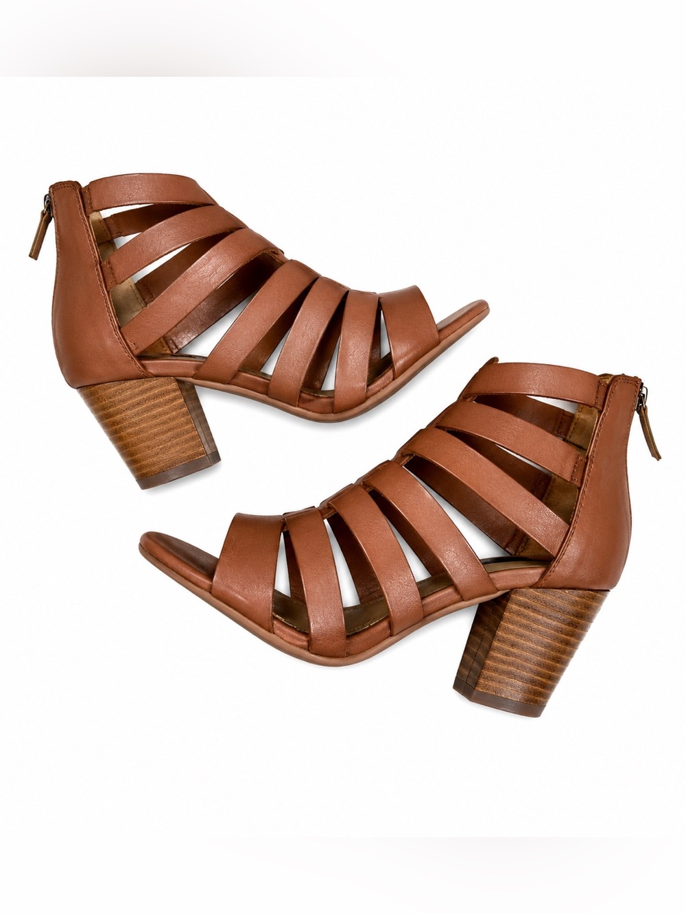 Steven by Steve Madden Brown Leather Caged Heels | Strappy Pumps | 9.5